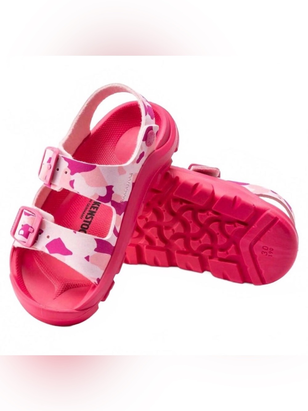 BIRKENSTOCK Girls’s Mogami Birko Flor Sandals In Cork Camo Rose Pink NWT